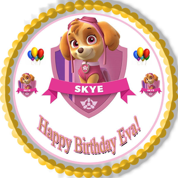 PAW PATROL SKYE (Nr1) - Edible Birthday Cake Topper OR Cupcake Topper, Decor