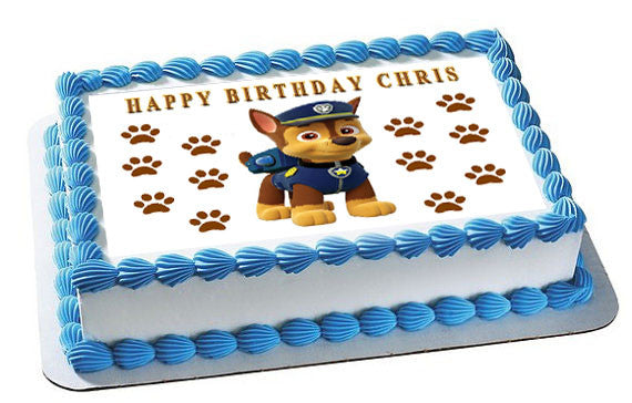 Paw Patrol Chase - Edible Cake Topper OR Cupcake Topper, Decor