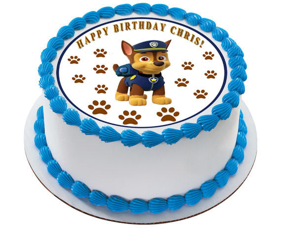 Paw Patrol Chase - Edible Cake Topper OR Cupcake Topper, Decor