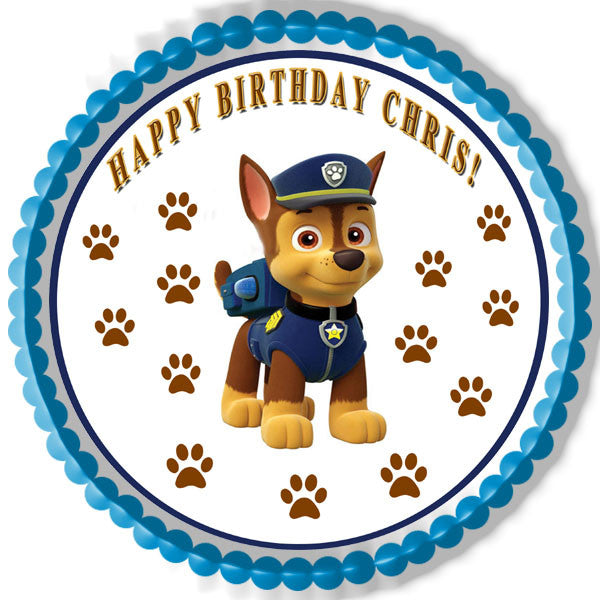 Paw Patrol Chase - Edible Cake Topper OR Cupcake Topper, Decor