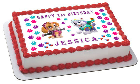 Paw Patrol Everest and Skye Edible Birthday Cake Topper OR Cupcake Topper, Decor - Edible Prints On Cake (Edible Cake &Cupcake Topper)