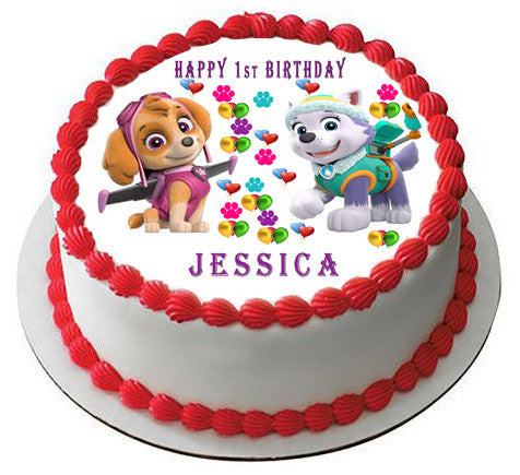 Paw Patrol Everest and Skye Edible Birthday Cake Topper OR Cupcake Topper, Decor - Edible Prints On Cake (Edible Cake &Cupcake Topper)