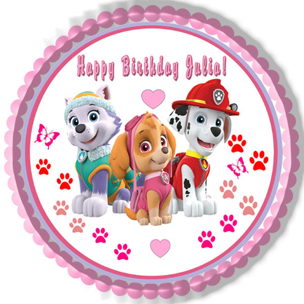 Paw Patrol Girls Edible Birthday Cake Topper OR Cupcake Topper, Decor - Edible Prints On Cake (Edible Cake &Cupcake Topper)