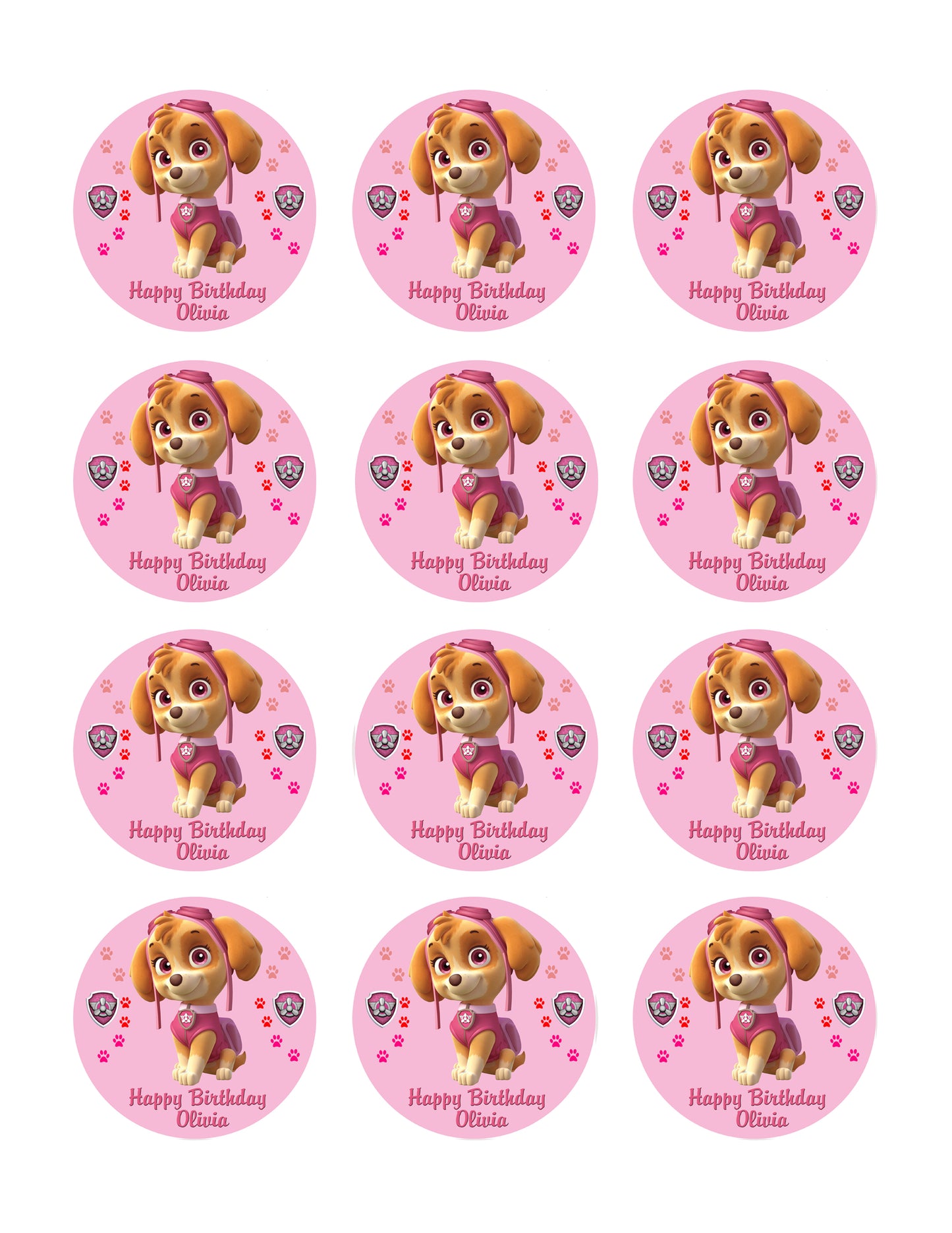 PAW PATROL SKYE (Nr3) - Edible Cake Topper OR Cupcake Topper, Decor