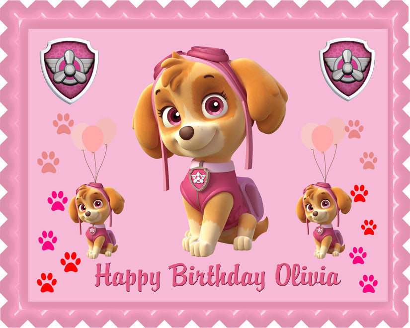 PAW PATROL SKYE 3 Edible Birthday Cake Topper OR Cupcake Topper, Decor - Edible Prints On Cake (Edible Cake &Cupcake Topper)