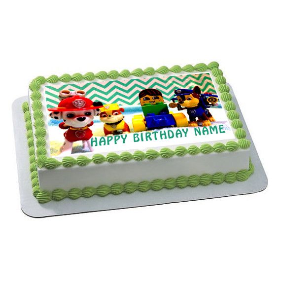 Paw Patrol Lego Edible Birthday Cake Topper OR Cupcake Topper, Decor - Edible Prints On Cake (Edible Cake &Cupcake Topper)