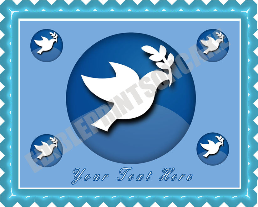 Peace Dove - Edible Cake Topper OR Cupcake Topper, Decor