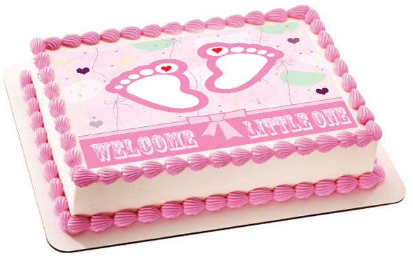 Pink Baby Feet Foot - Edible Birthday Cake Topper OR Cupcake Topper, Decor
