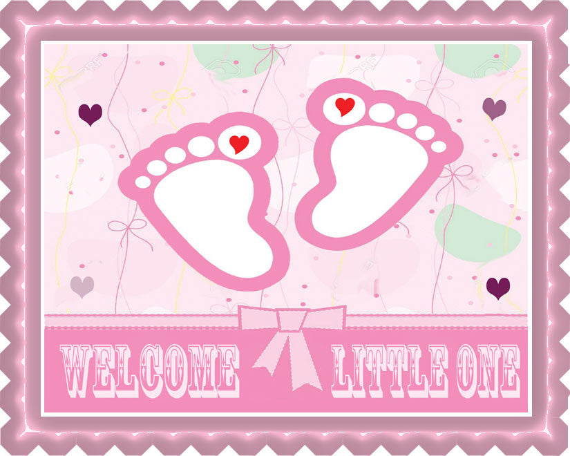 Pink Baby Feet Foot - Edible Birthday Cake Topper OR Cupcake Topper, Decor