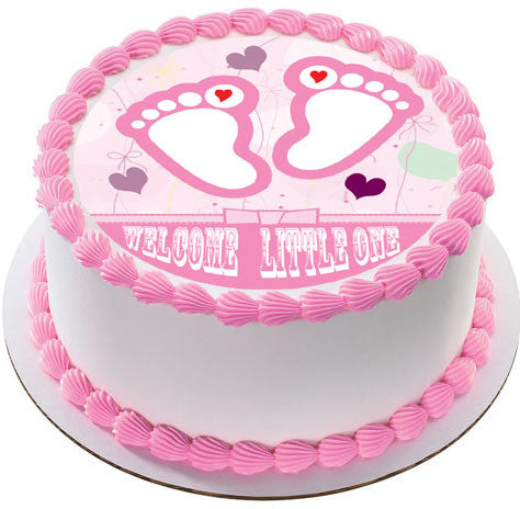Pink Baby Feet Foot - Edible Birthday Cake Topper OR Cupcake Topper, Decor