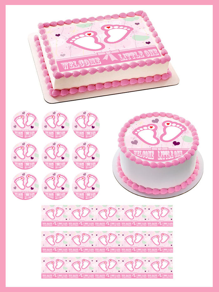 Pink Baby Feet Foot - Edible Birthday Cake Topper OR Cupcake Topper, Decor