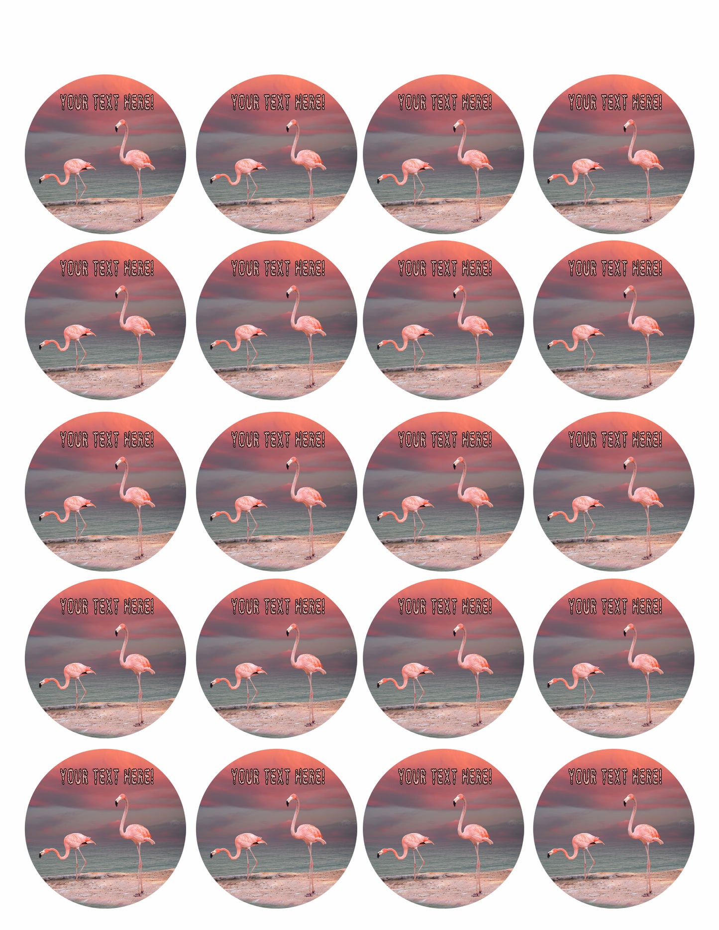Pink Flamingo (Nr2) - Edible Cake Topper, Cupcake Toppers, Strips