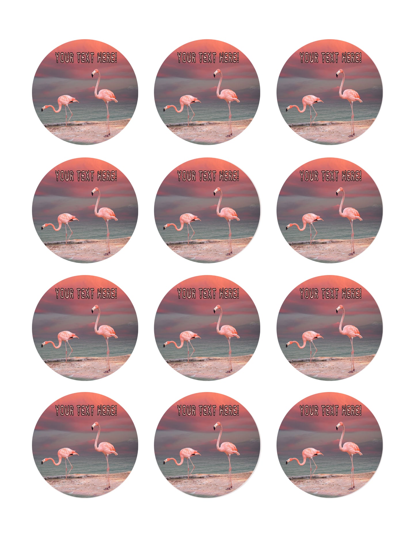 Pink Flamingo (Nr2) - Edible Cake Topper, Cupcake Toppers, Strips
