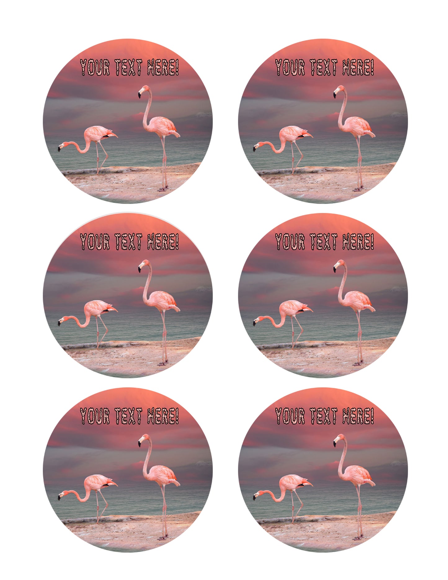 Pink Flamingo (Nr2) - Edible Cake Topper, Cupcake Toppers, Strips