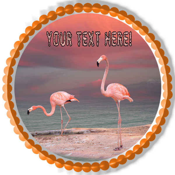 Pink Flamingo (Nr2) - Edible Cake Topper, Cupcake Toppers, Strips