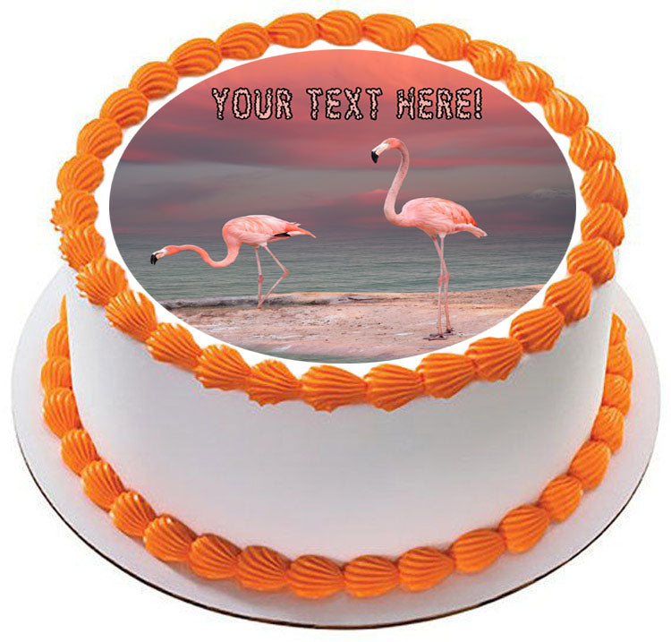 Pink Flamingo (Nr2) - Edible Cake Topper, Cupcake Toppers, Strips