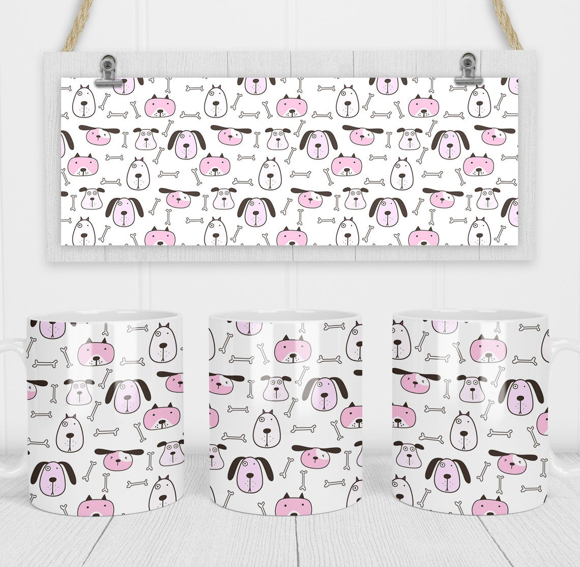 Pink and White Dogs Mug, Birthday Gift, Custom Mug Gift for Mom, Anniversary Gift for Her/Him, Valentine's day gifts