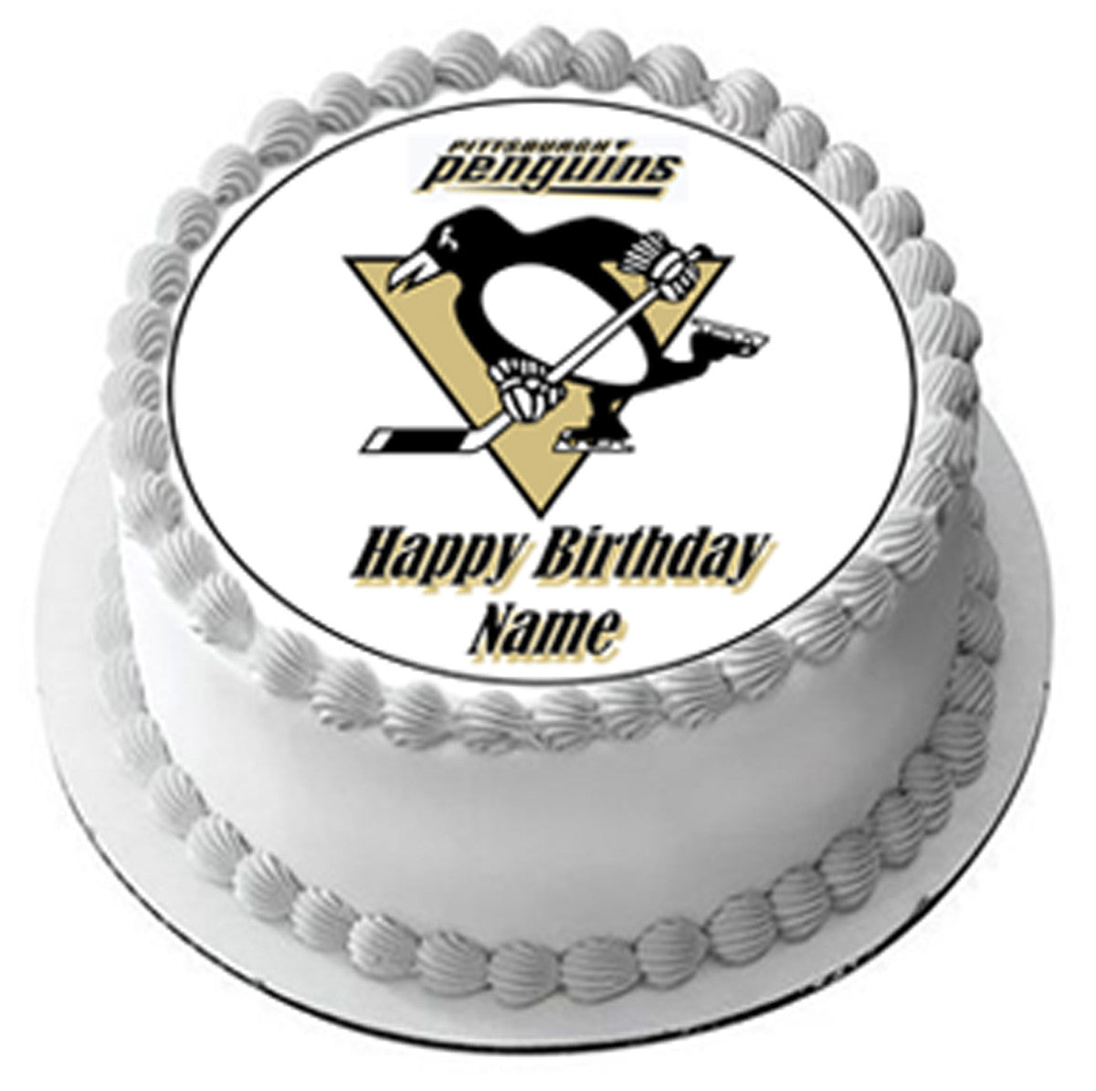 Pittsburgh Penguins Edible Birthday Cake Topper OR Cupcake Topper, Decor - Edible Prints On Cake (Edible Cake &Cupcake Topper)