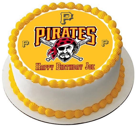 Pittsburgh Pirates Edible Birthday Cake Topper OR Cupcake Topper, Decor - Edible Prints On Cake (Edible Cake &Cupcake Topper)