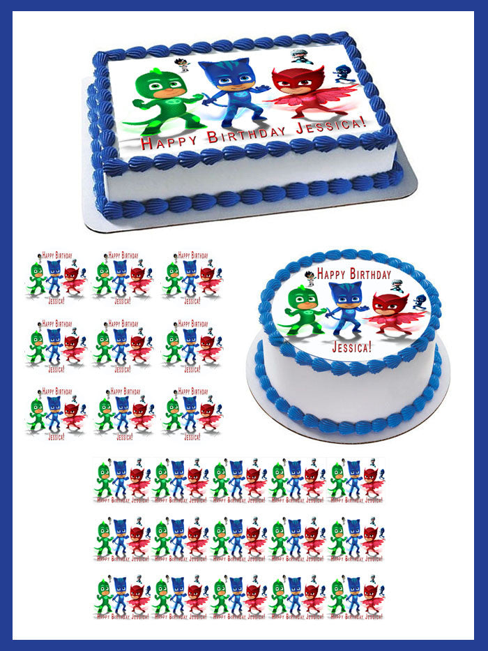 PJ Masks (Nr6) - Edible Cake Topper OR Cupcake Topper, Decor