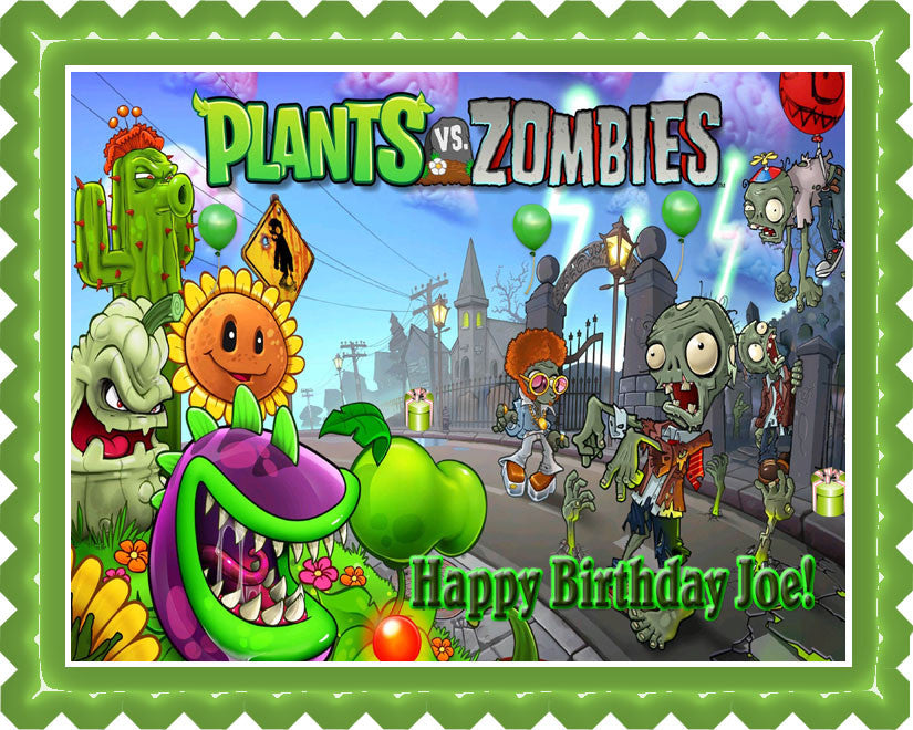 Plants vs Zombies - Edible Cake Topper OR Cupcake Topper, Decor
