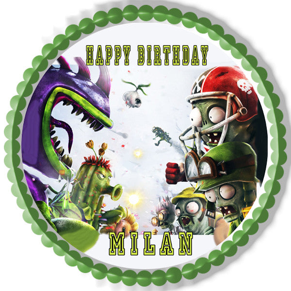 Plants vs Zombies 3 Edible Birthday Cake Topper OR Cupcake Topper, Decor - Edible Prints On Cake (Edible Cake &Cupcake Topper)