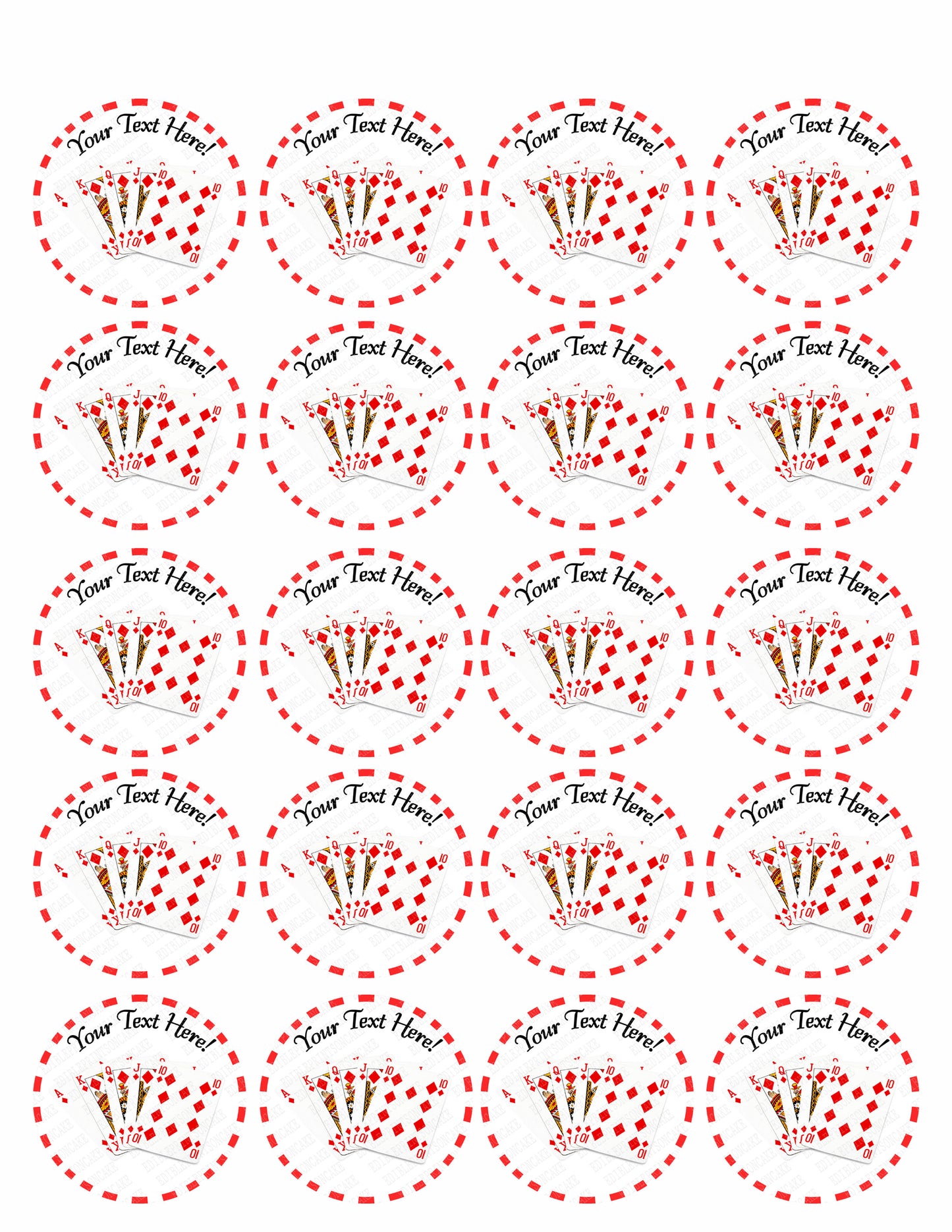 Playing Poker Cards II - Edible Cake Topper, Cupcake Toppers, Strips