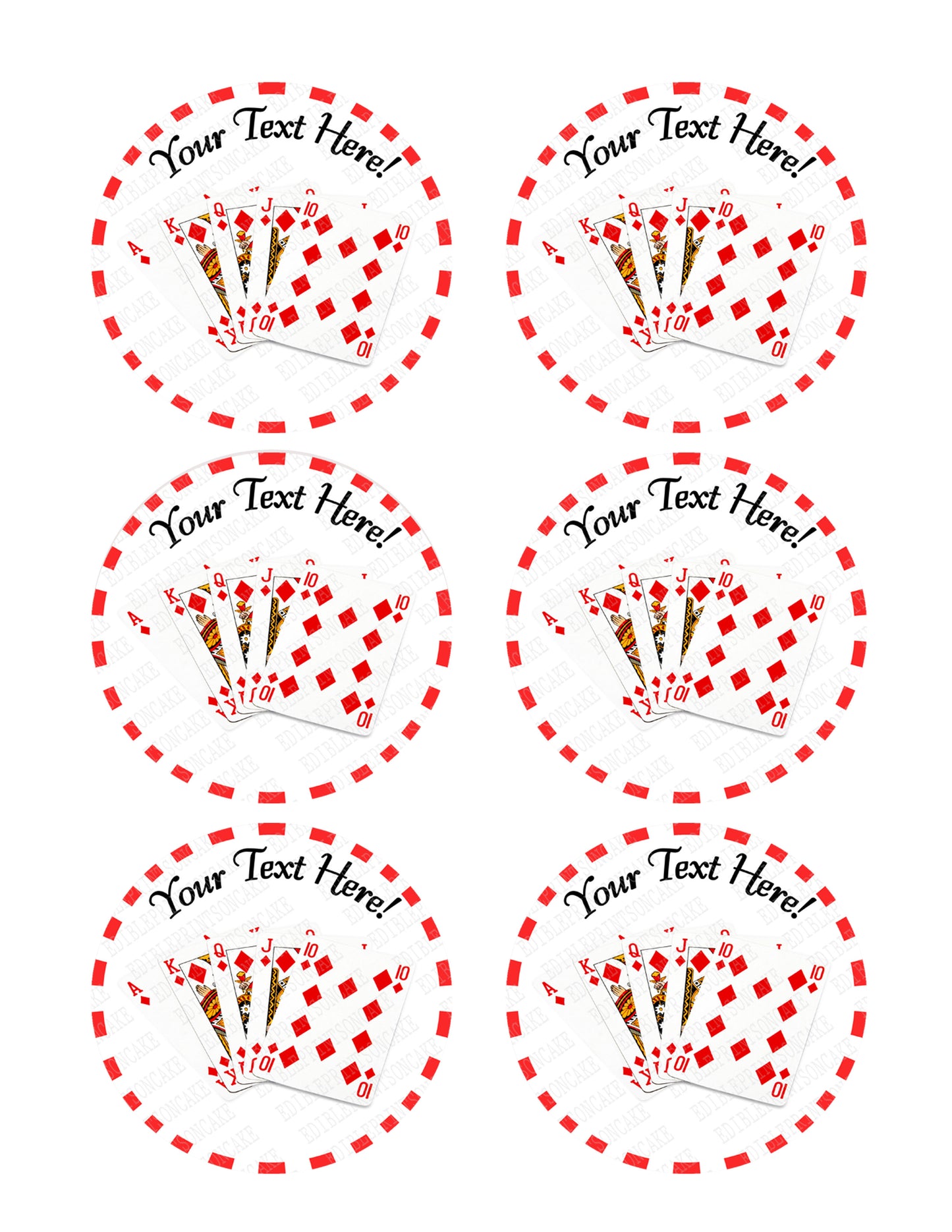 Playing Poker Cards II - Edible Cake Topper, Cupcake Toppers, Strips