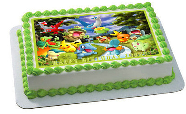 Pokemon Forest Edible Birthday Cake Topper OR Cupcake Topper, Decor - Edible Prints On Cake (Edible Cake &Cupcake Topper)