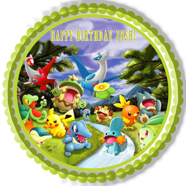 Pokemon Forest Edible Birthday Cake Topper OR Cupcake Topper, Decor - Edible Prints On Cake (Edible Cake &Cupcake Topper)