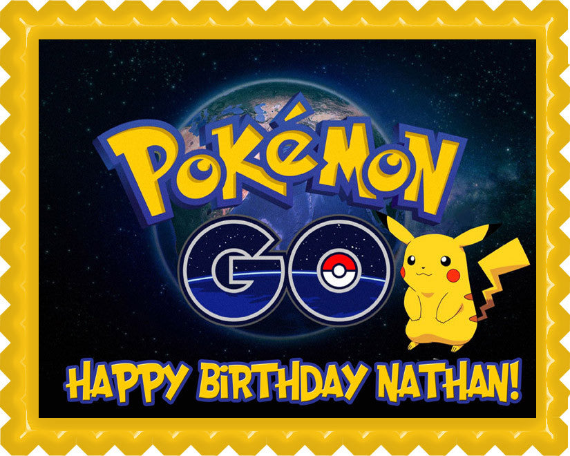 Pokemon Go - Edible Birthday Cake Topper OR Cupcake Topper, Decor