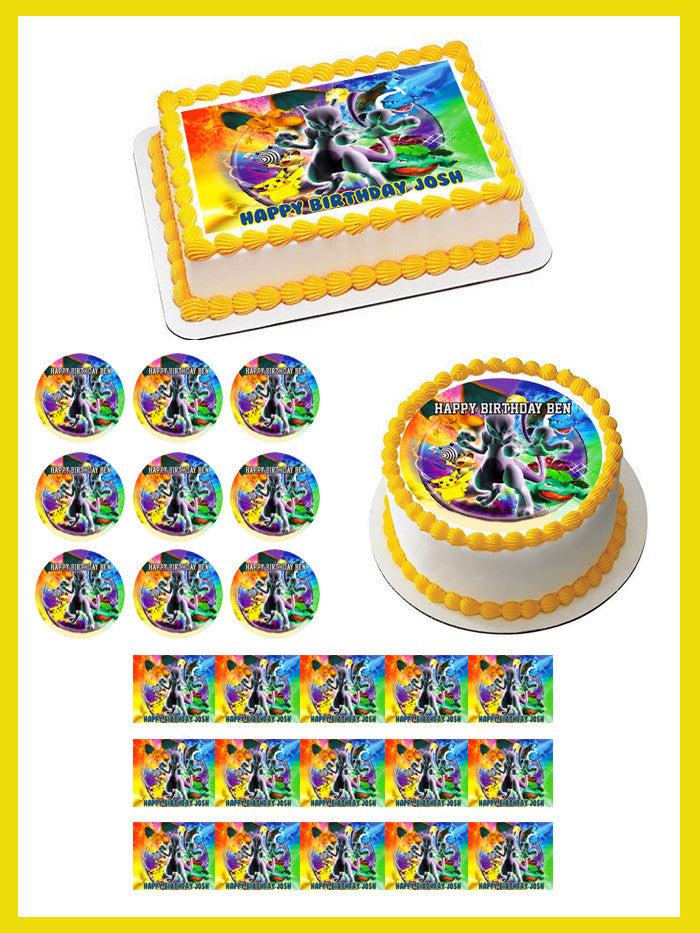 Pokemon Stadium Edible Birthday Cake Topper OR Cupcake Topper, Decor - Edible Prints On Cake (Edible Cake &Cupcake Topper)