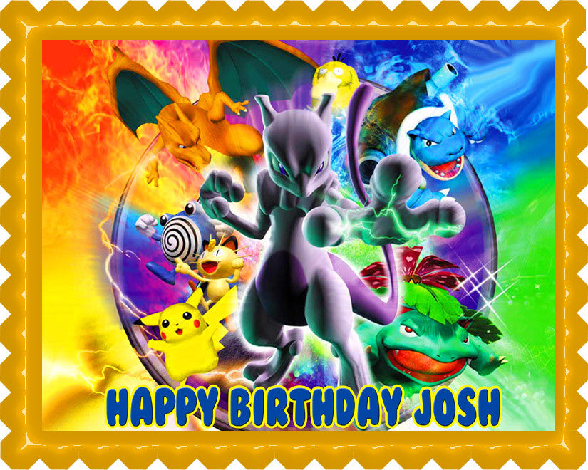 Pokemon Stadium Edible Birthday Cake Topper OR Cupcake Topper, Decor - Edible Prints On Cake (Edible Cake &Cupcake Topper)