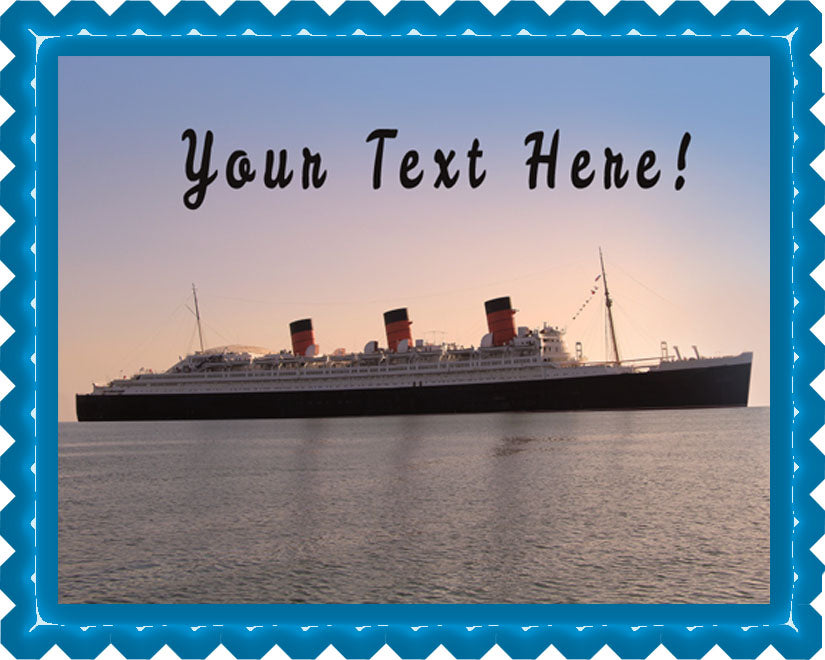 Queen Mary Sister Ship of the Titanic - Edible Cake Topper, Cupcake Toppers, Strips