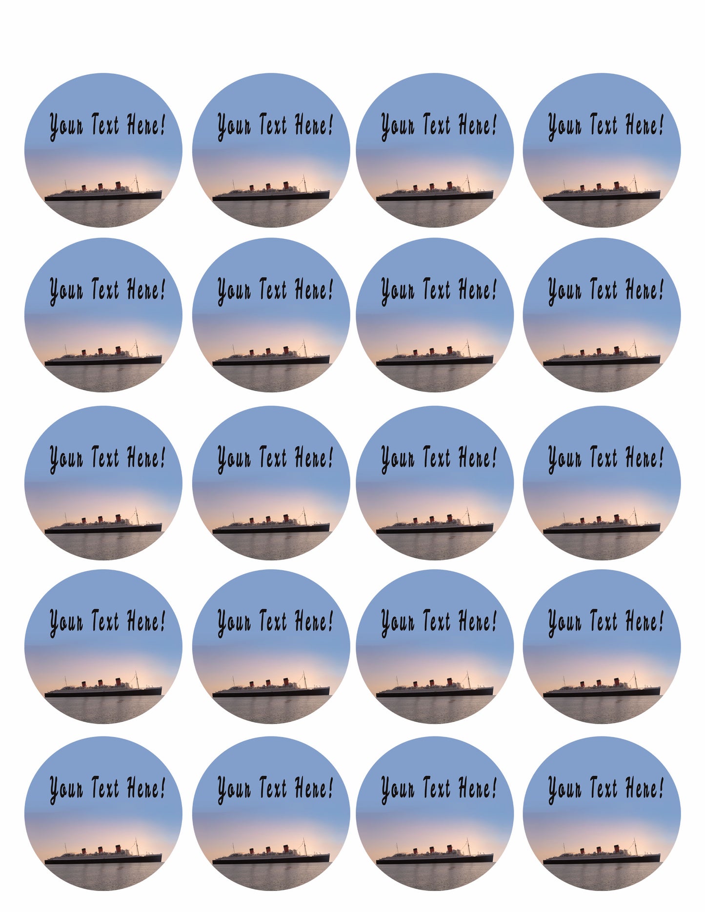 Queen Mary Sister Ship of the Titanic - Edible Cake Topper, Cupcake Toppers, Strips