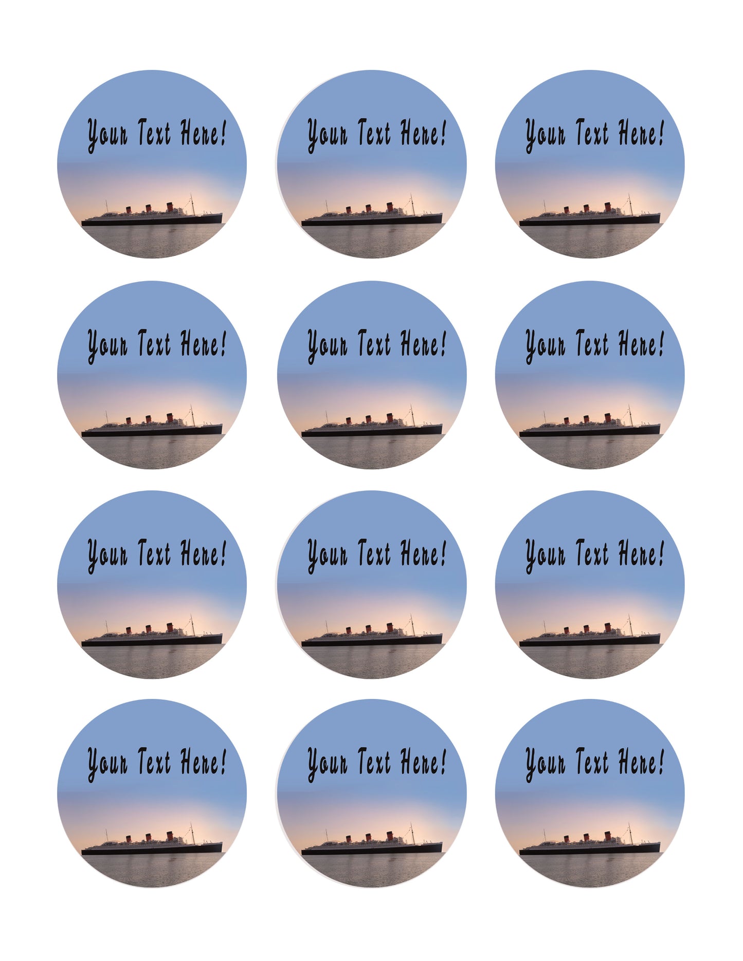 Queen Mary Sister Ship of the Titanic - Edible Cake Topper, Cupcake Toppers, Strips
