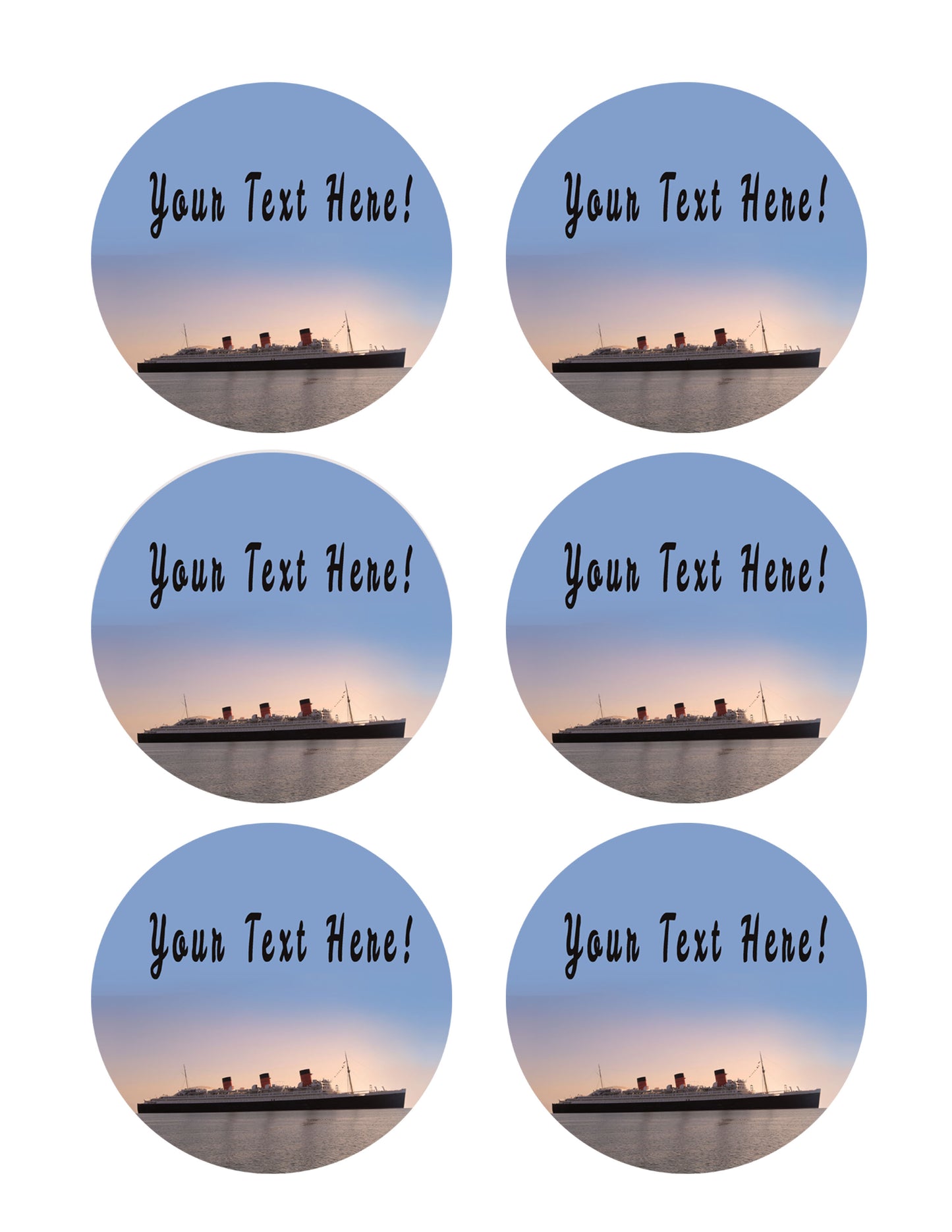 Queen Mary Sister Ship of the Titanic - Edible Cake Topper, Cupcake Toppers, Strips
