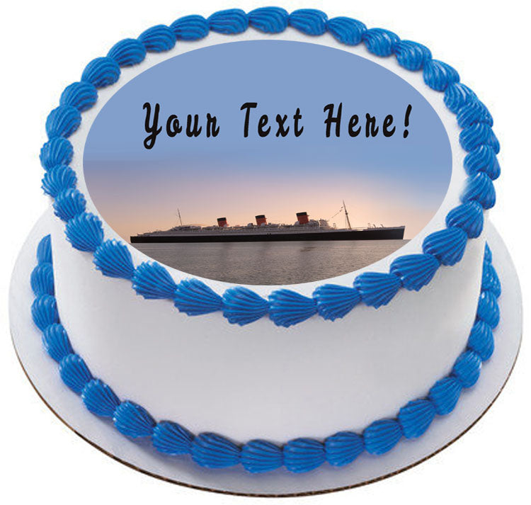 Queen Mary Sister Ship of the Titanic - Edible Cake Topper, Cupcake Toppers, Strips