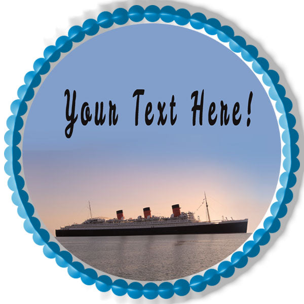 Queen Mary Sister Ship of the Titanic - Edible Cake Topper, Cupcake Toppers, Strips