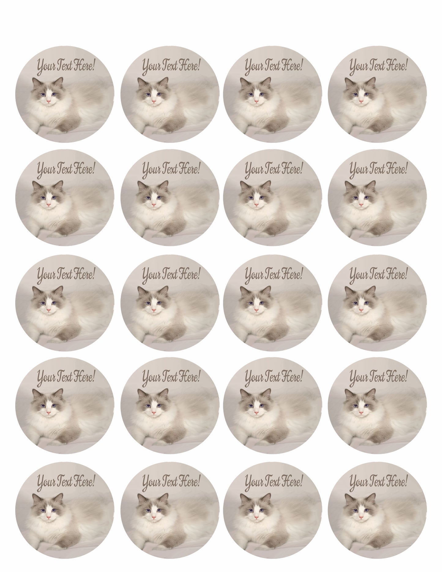 Rag Doll Cat - Edible Cake Topper, Cupcake Toppers, Strips