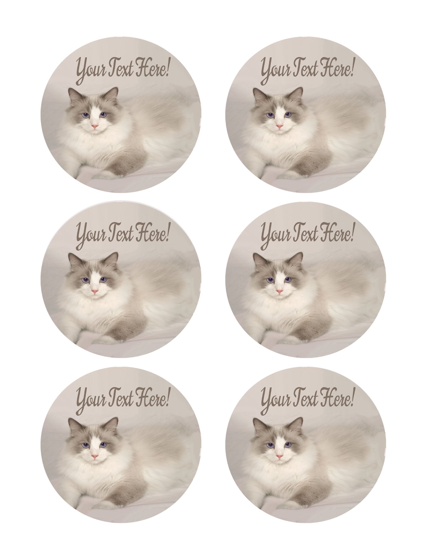 Rag Doll Cat - Edible Cake Topper, Cupcake Toppers, Strips