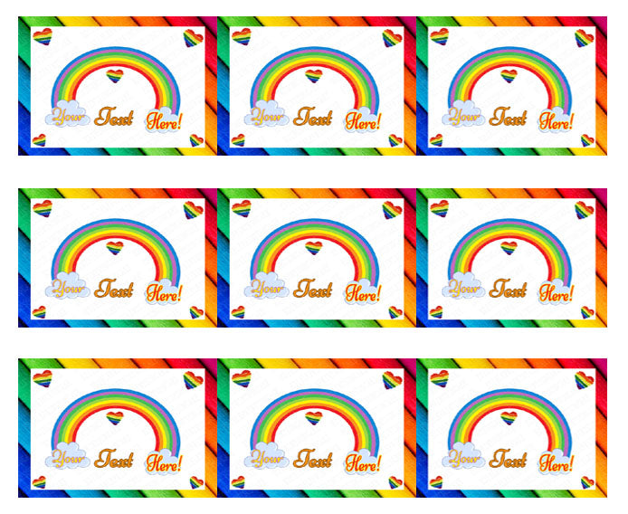 Rainbow Theme - Edible Cake Topper, Cupcake Toppers, Strips