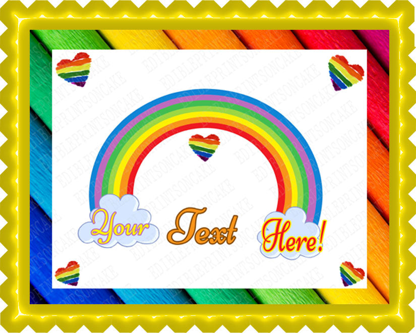 Rainbow Theme - Edible Cake Topper, Cupcake Toppers, Strips