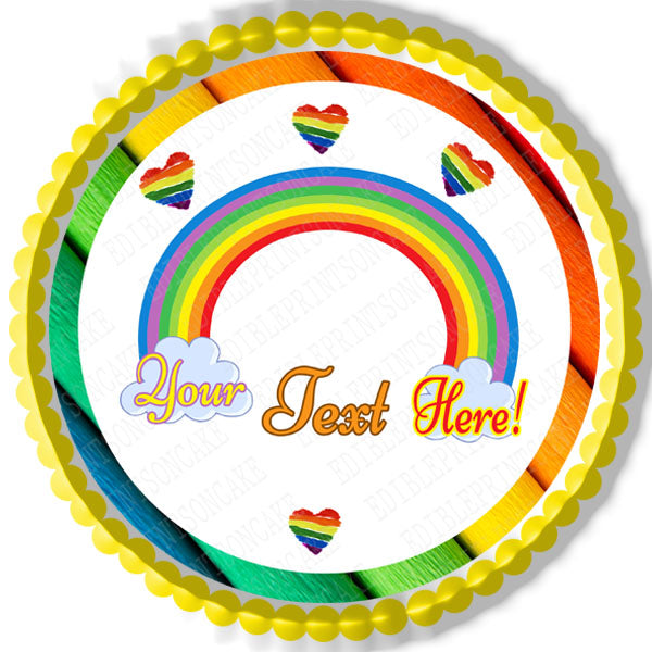Rainbow Theme - Edible Cake Topper, Cupcake Toppers, Strips