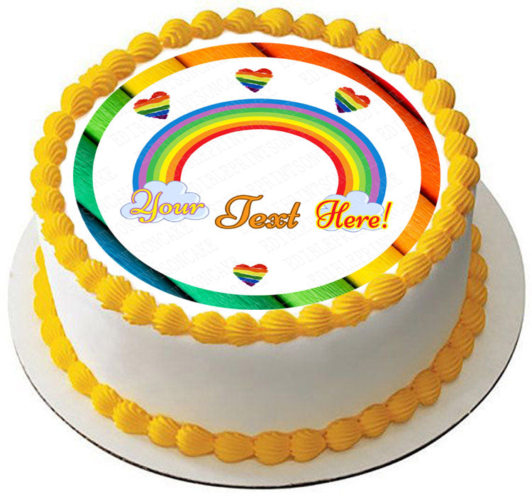Rainbow Theme - Edible Cake Topper, Cupcake Toppers, Strips