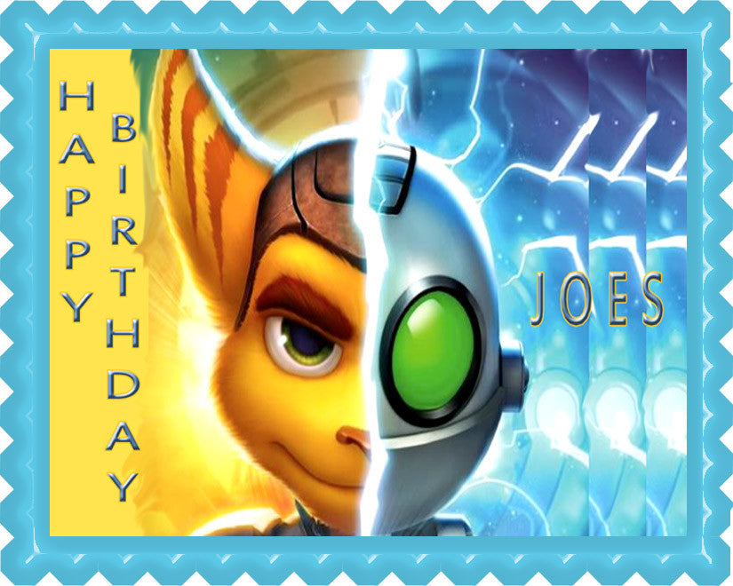 Ratchet & Clank 1 Edible Birthday Cake Topper OR Cupcake Topper, Decor - Edible Prints On Cake (Edible Cake &Cupcake Topper)