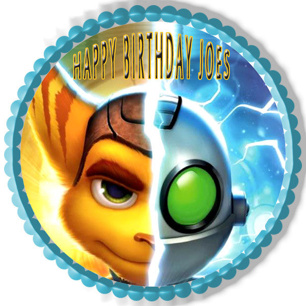Ratchet & Clank 1 Edible Birthday Cake Topper OR Cupcake Topper, Decor - Edible Prints On Cake (Edible Cake &Cupcake Topper)