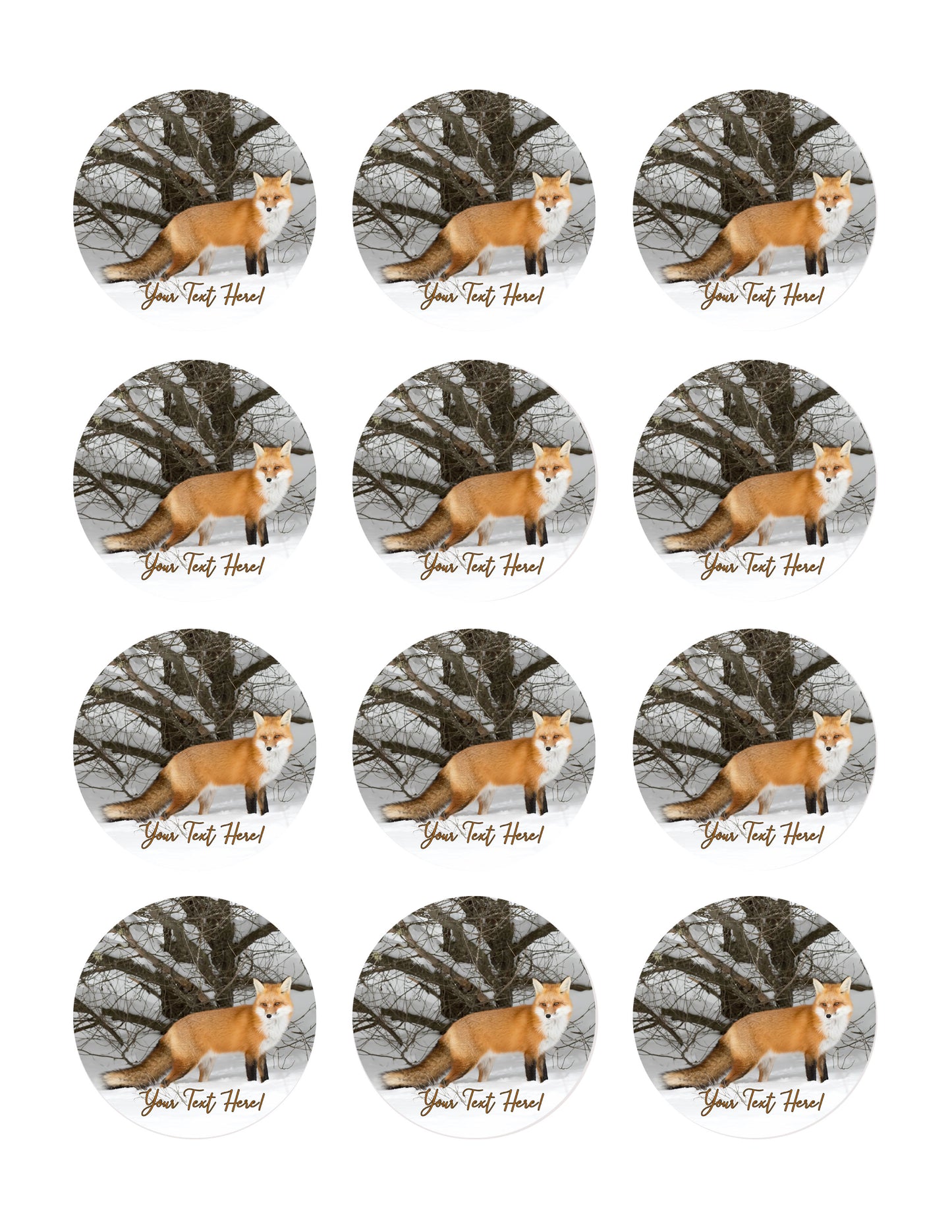 Red Fox - Edible Cake Topper, Cupcake Toppers, Strips