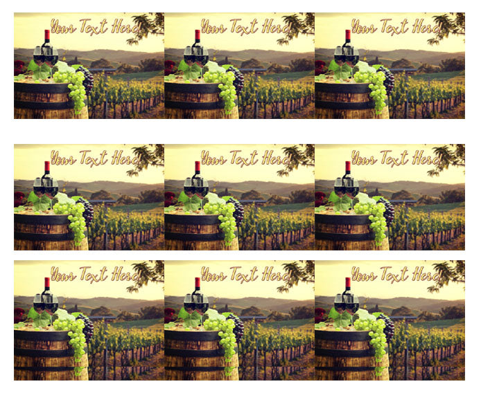 Red Wine with Barrel on Vineyard - Edible Cake Topper, Cupcake Toppers, Strips