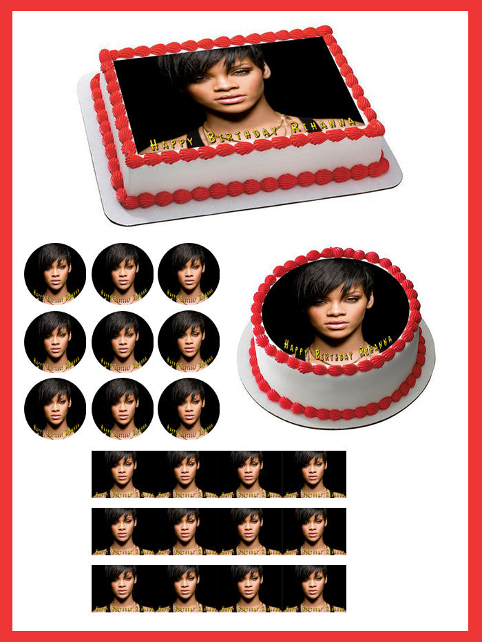 Rihanna 2 Edible Birthday Cake Topper OR Cupcake Topper, Decor - Edible Prints On Cake (Edible Cake &Cupcake Topper)